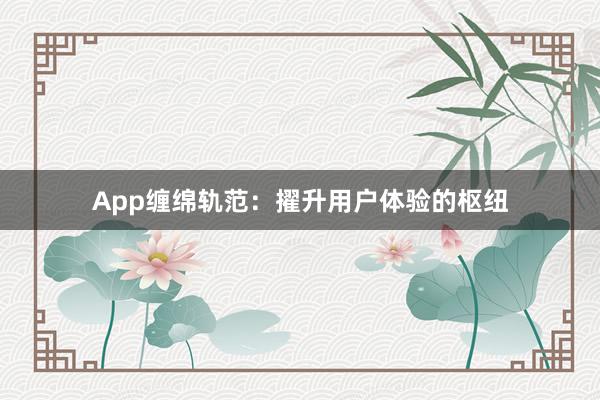 App缠绵轨范:擢升用户体验的枢纽